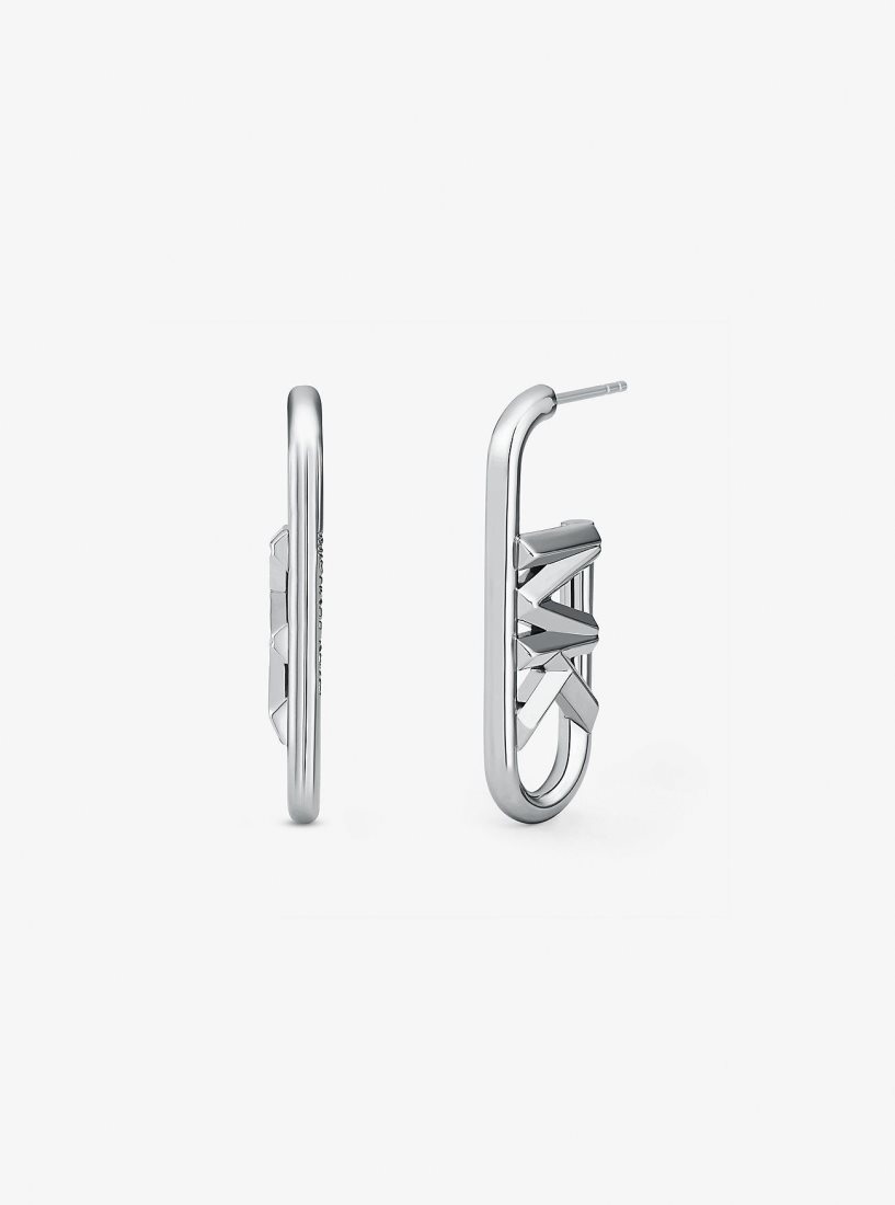 Bagues Michael Kors Precious Metal-Plated Brass Empire Logo Earrings Femme Argent | 5279JXMWZ