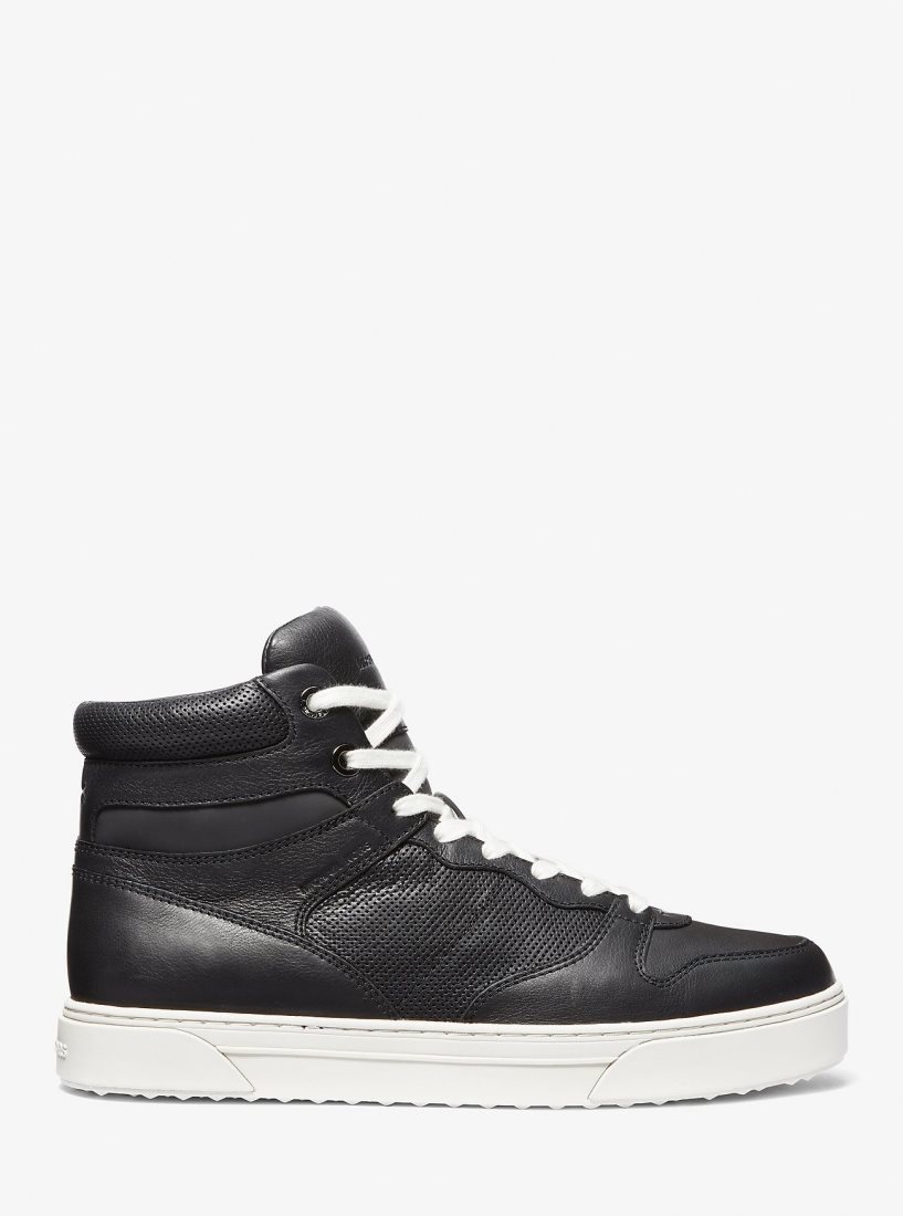 Basket Michael Kors Barett Leather High-Top Sneaker Homme Noir | 4819MYKHC