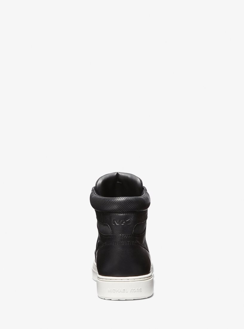 Basket Michael Kors Barett Leather High-Top Sneaker Homme Noir | 4819MYKHC