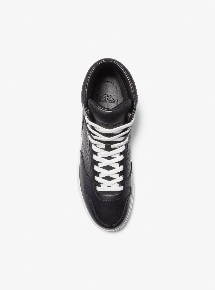 Basket Michael Kors Barett Leather High-Top Sneaker Homme Noir | 4819MYKHC