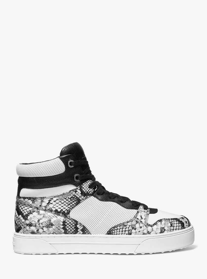 Basket Michael Kors Barett Snake Embossed Leather High-Top Sneaker Homme Blanche | 4708FYGXO