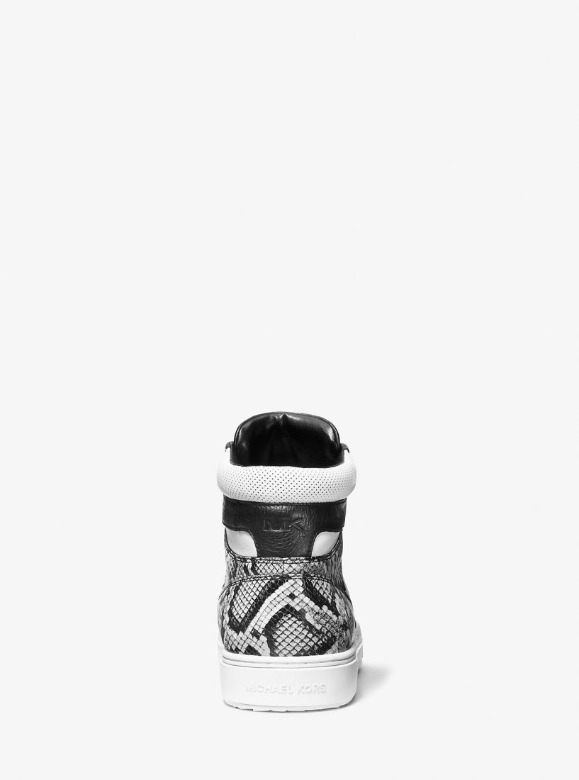 Basket Michael Kors Barett Snake Embossed Leather High-Top Sneaker Homme Blanche | 4708FYGXO