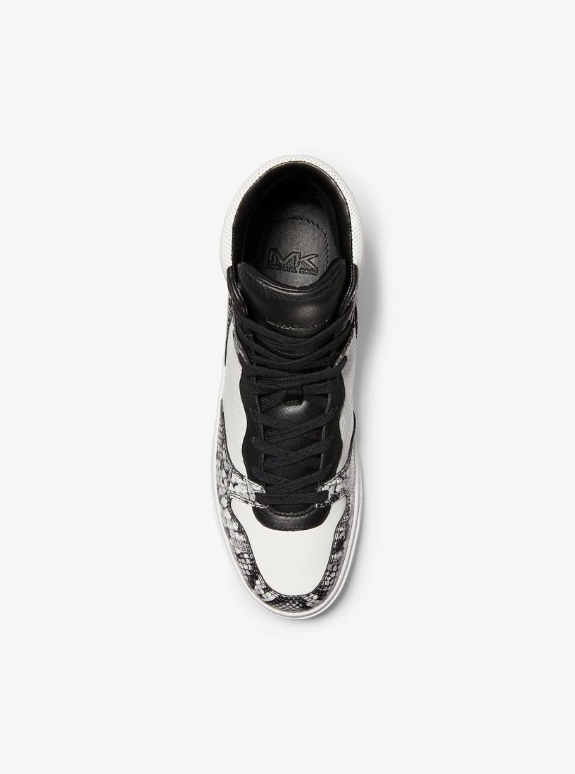 Basket Michael Kors Barett Snake Embossed Leather High-Top Sneaker Homme Blanche | 4708FYGXO