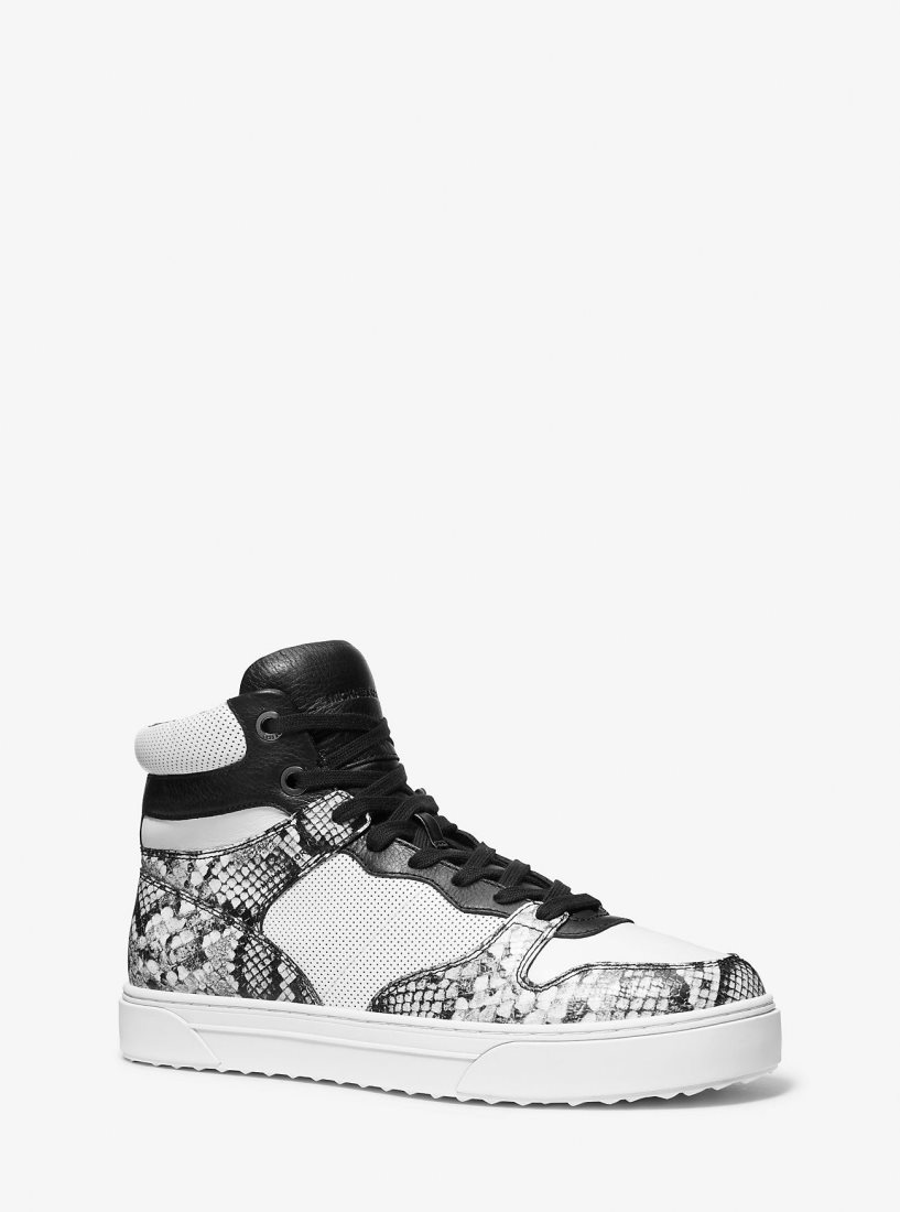 Basket Michael Kors Barett Snake Embossed Leather High-Top Sneaker Homme Blanche | 4708FYGXO