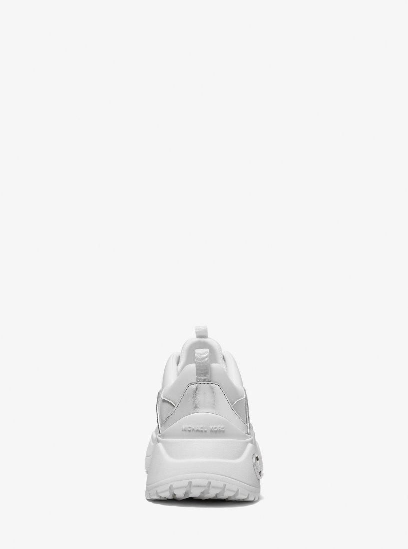 Basket Michael Kors Dara Nylon Gabardine Trainer Femme Blanche | 5084HUEZF