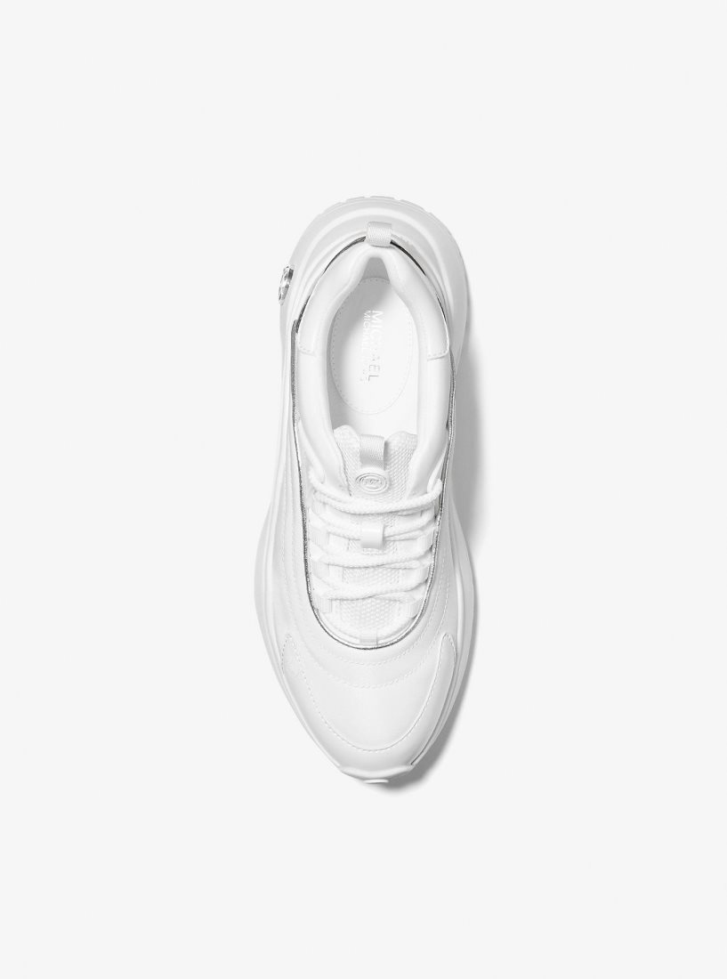 Basket Michael Kors Dara Nylon Gabardine Trainer Femme Blanche | 5084HUEZF