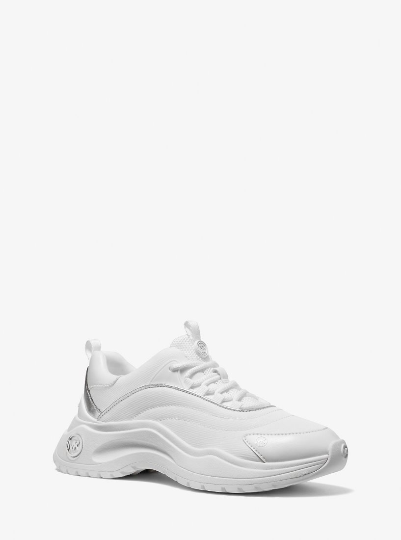 Basket Michael Kors Dara Nylon Gabardine Trainer Femme Blanche | 5084HUEZF