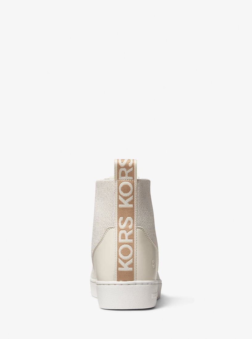 Basket Michael Kors Edie Metallic Knit High-Top Sneaker Femme Blanche | 7102JQISD