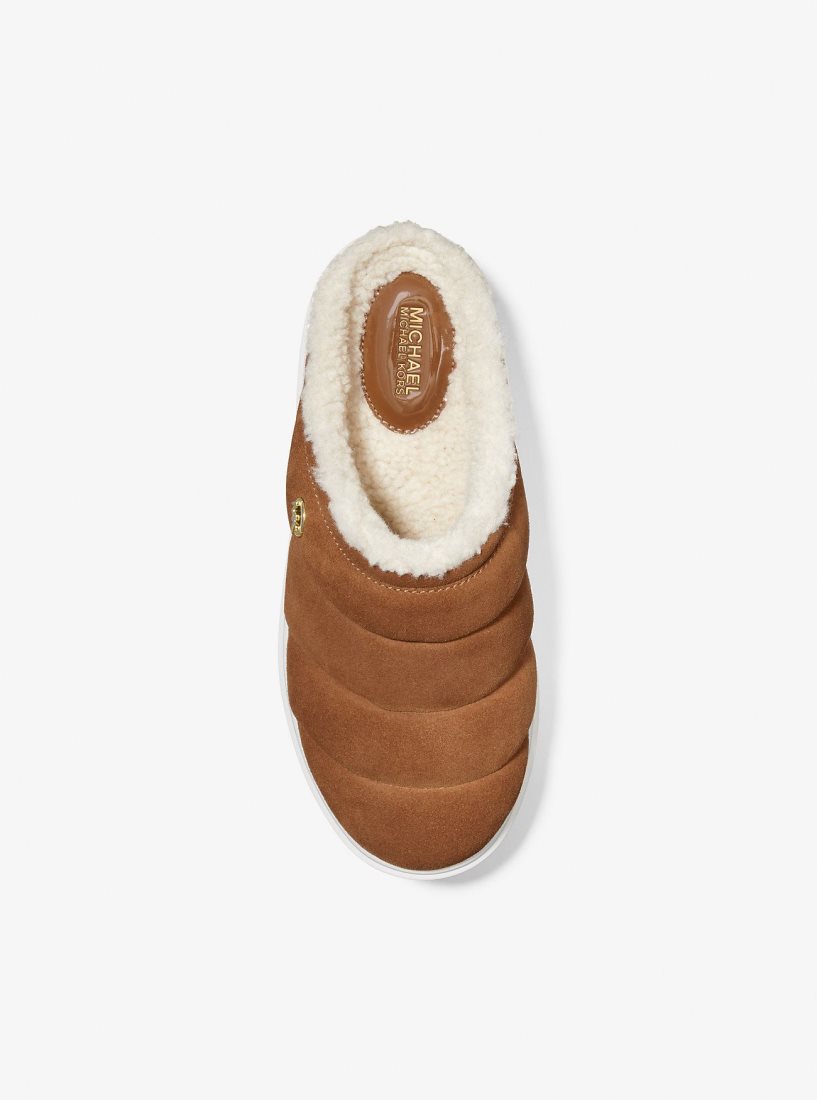 Basket Michael Kors Emmett Quilted Suede Sneaker Mule Femme Luggage | 2791FBAUV