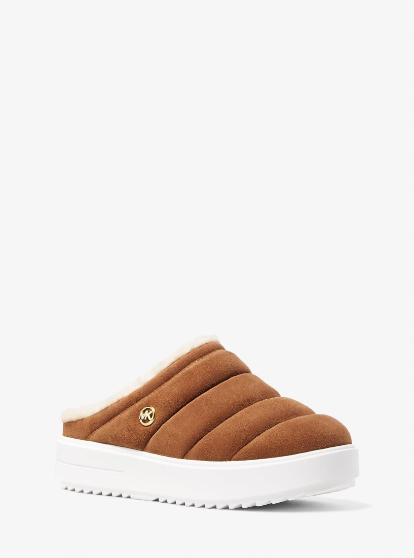 Basket Michael Kors Emmett Quilted Suede Sneaker Mule Femme Luggage | 2791FBAUV