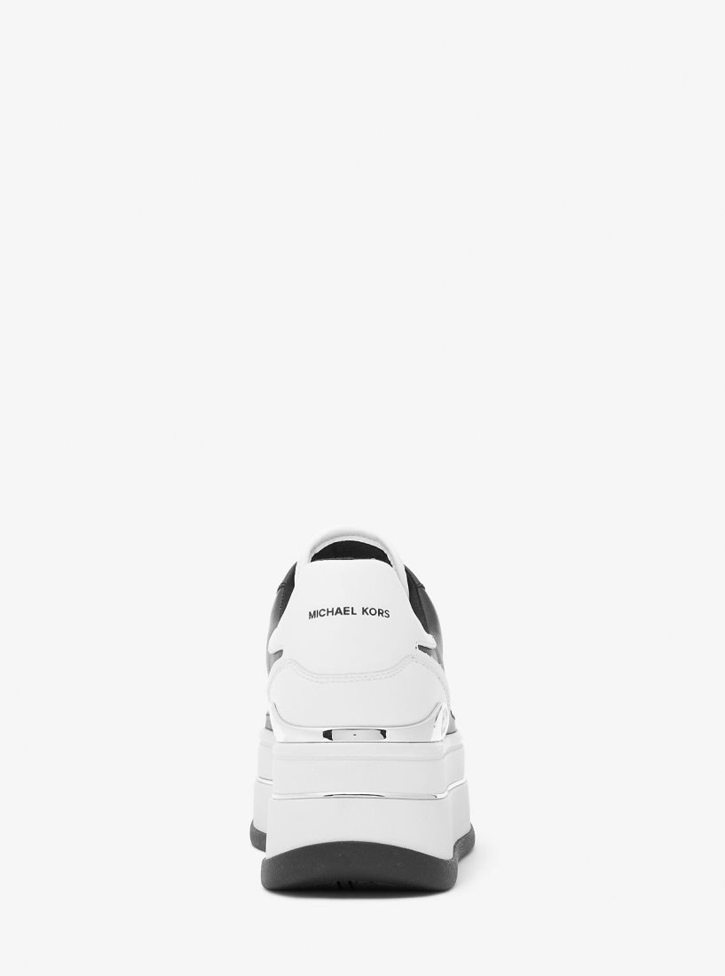 Basket Michael Kors Hayes Two-Tone Leather Platform Sneaker Femme Noir Blanche | 0582KXHOV