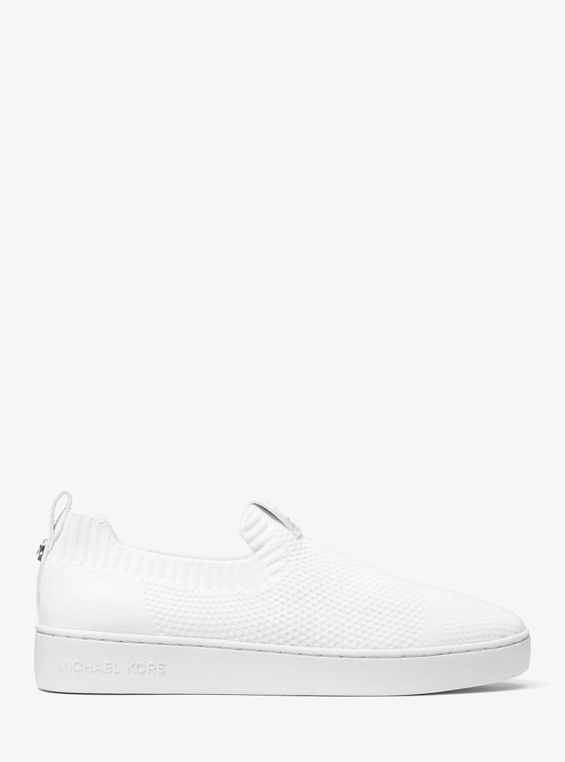 Basket Michael Kors Juno Stretch Knit Slip-On Sneaker Femme Blanche | 4986VYWIK
