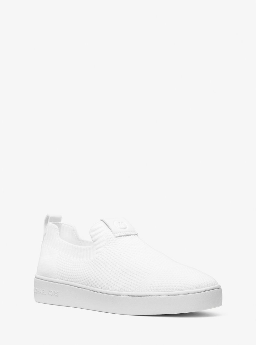 Basket Michael Kors Juno Stretch Knit Slip-On Sneaker Femme Blanche | 4986VYWIK