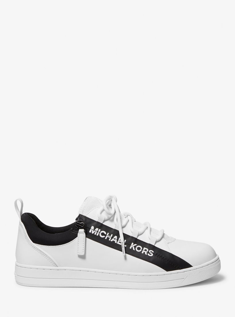 Basket Michael Kors Keating Leather and Mesh Zip-Up Sneaker Homme Blanche | 2158MTIZL