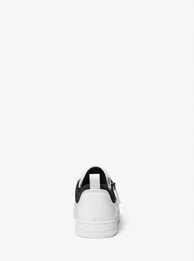 Basket Michael Kors Keating Leather and Mesh Zip-Up Sneaker Homme Blanche | 2158MTIZL