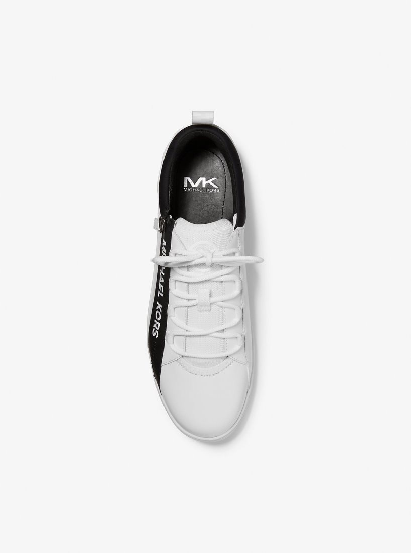Basket Michael Kors Keating Leather and Mesh Zip-Up Sneaker Homme Blanche | 2158MTIZL