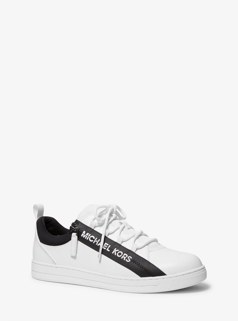 Basket Michael Kors Keating Leather and Mesh Zip-Up Sneaker Homme Blanche | 2158MTIZL