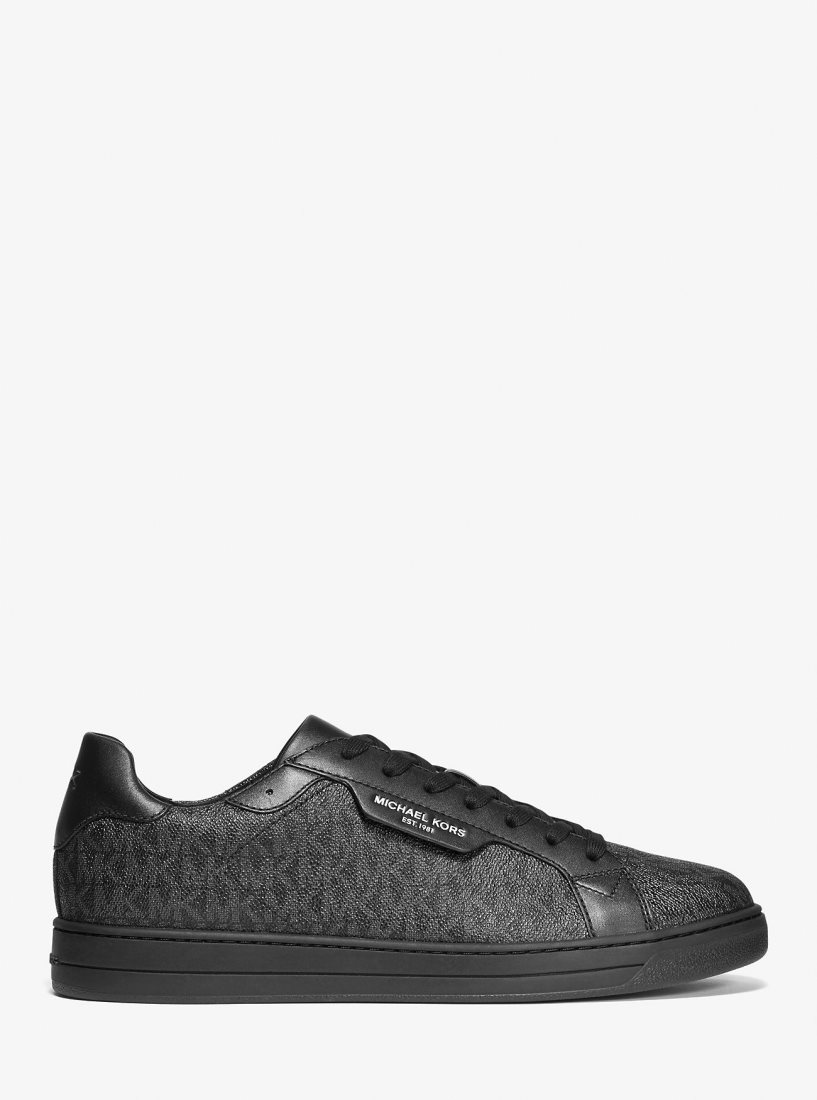 Basket Michael Kors Keating Logo and Leather Sneaker Homme Noir | 1980TGFRS