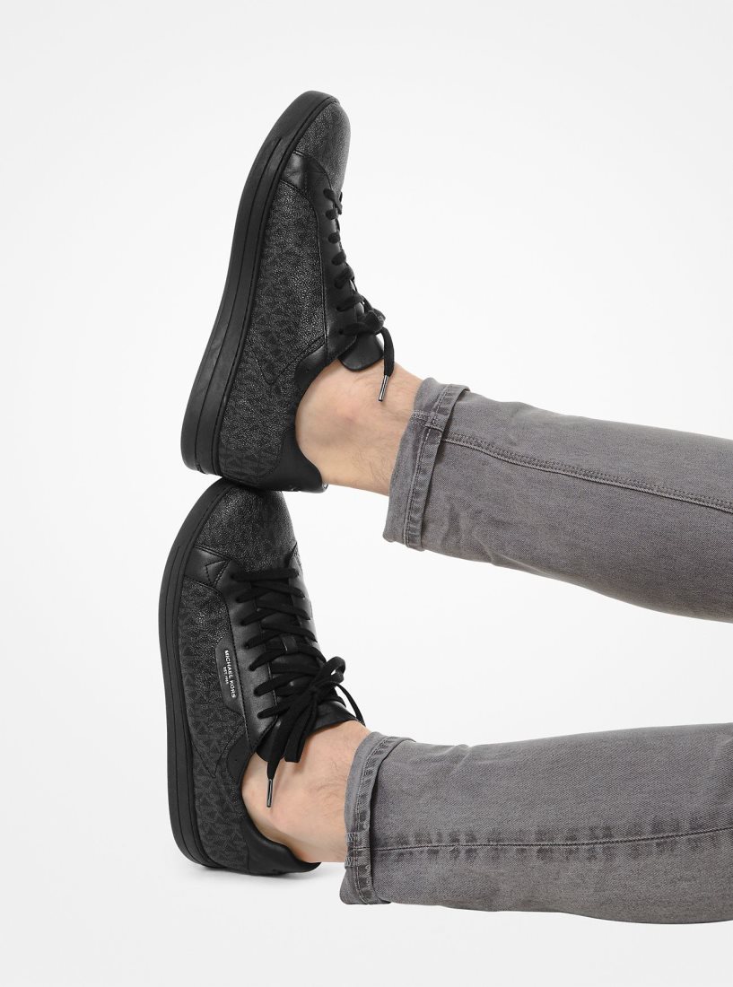 Basket Michael Kors Keating Logo and Leather Sneaker Homme Noir | 1980TGFRS