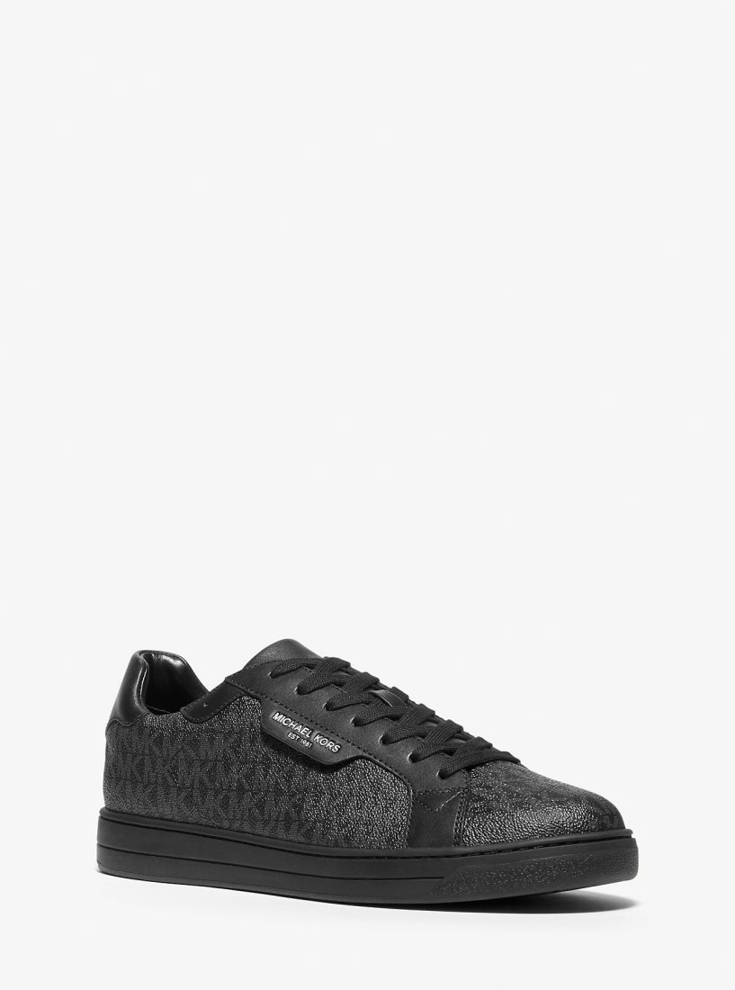 Basket Michael Kors Keating Logo and Leather Sneaker Homme Noir | 1980TGFRS