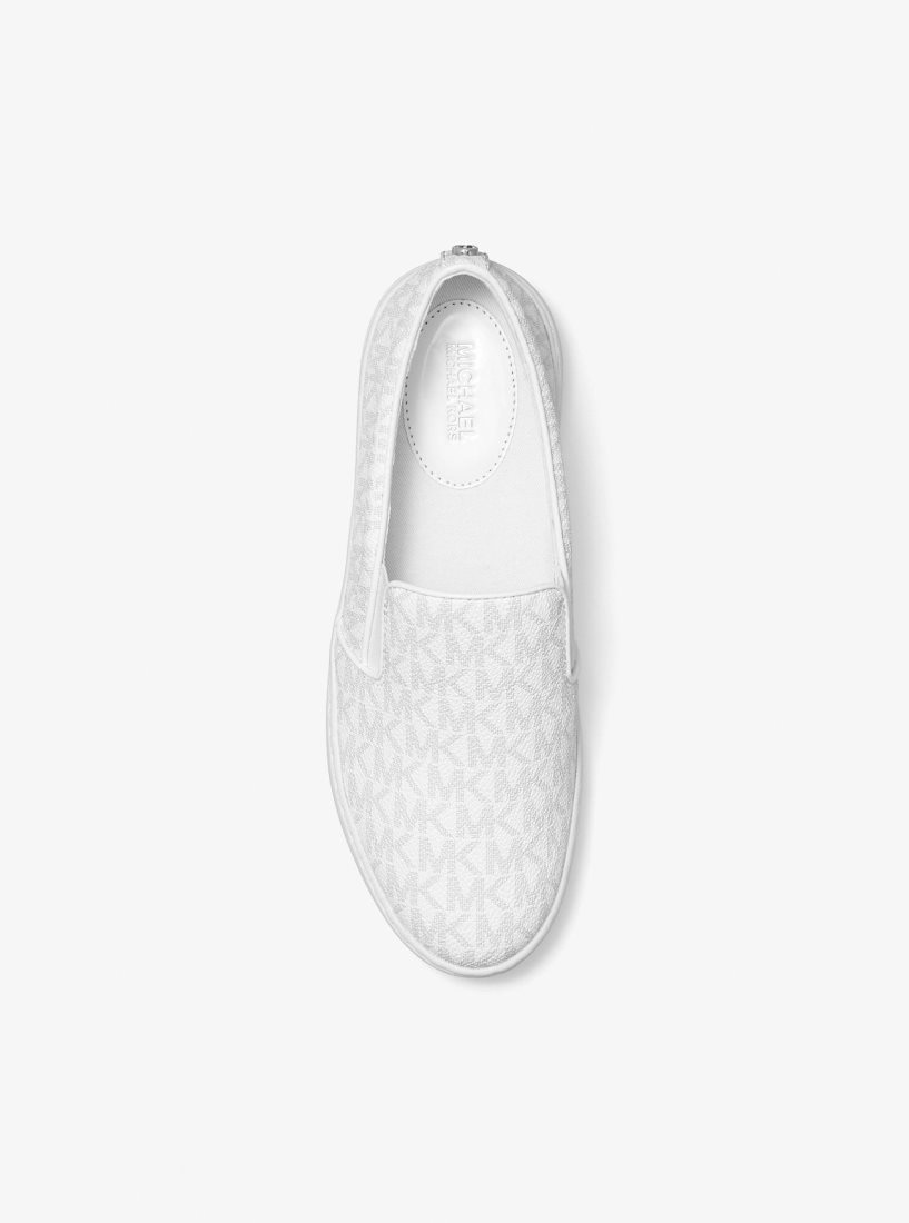 Basket Michael Kors Keaton Logo Slip-On Sneaker Femme Bright Wht | 0173HPEDK