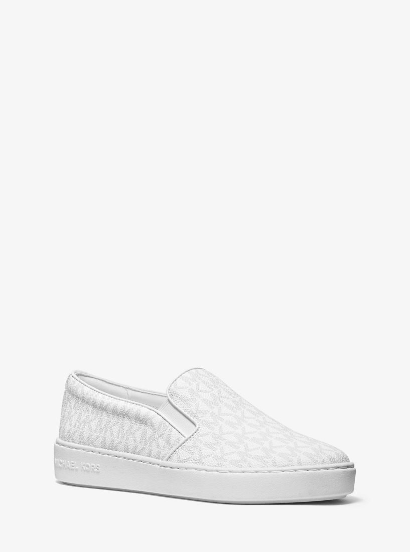 Basket Michael Kors Keaton Logo Slip-On Sneaker Femme Bright Wht | 0173HPEDK