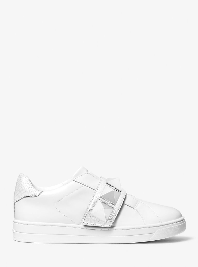 Basket Michael Kors Kenna Studded Leather Sneaker Femme Argent | 2903UBVZF