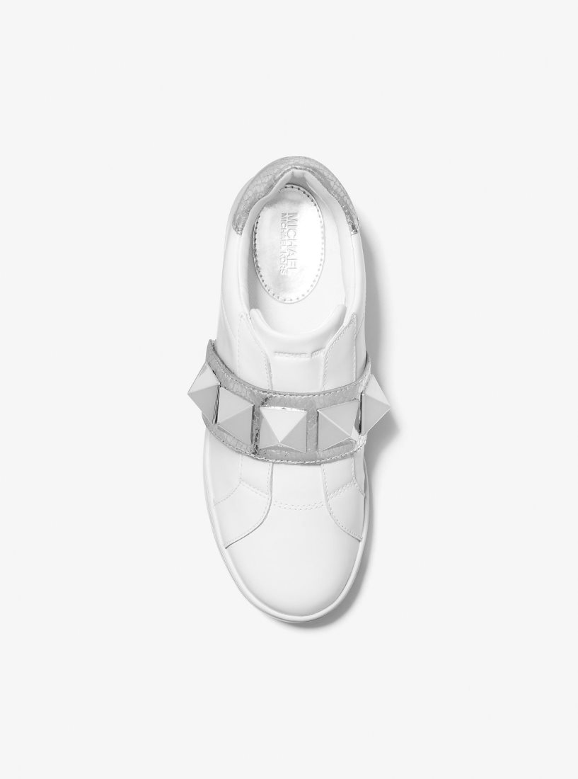Basket Michael Kors Kenna Studded Leather Sneaker Femme Argent | 2903UBVZF