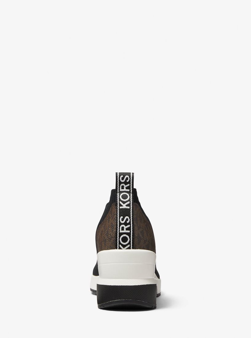 Basket Michael Kors Mabel Stretch Knit and Signature Logo Slip-On Trainer Femme Noir | 3529OXLNQ