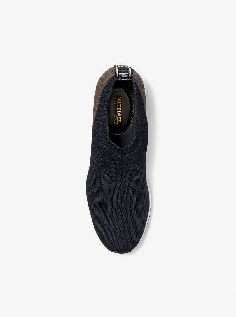 Basket Michael Kors Mabel Stretch Knit and Signature Logo Slip-On Trainer Femme Noir | 3529OXLNQ