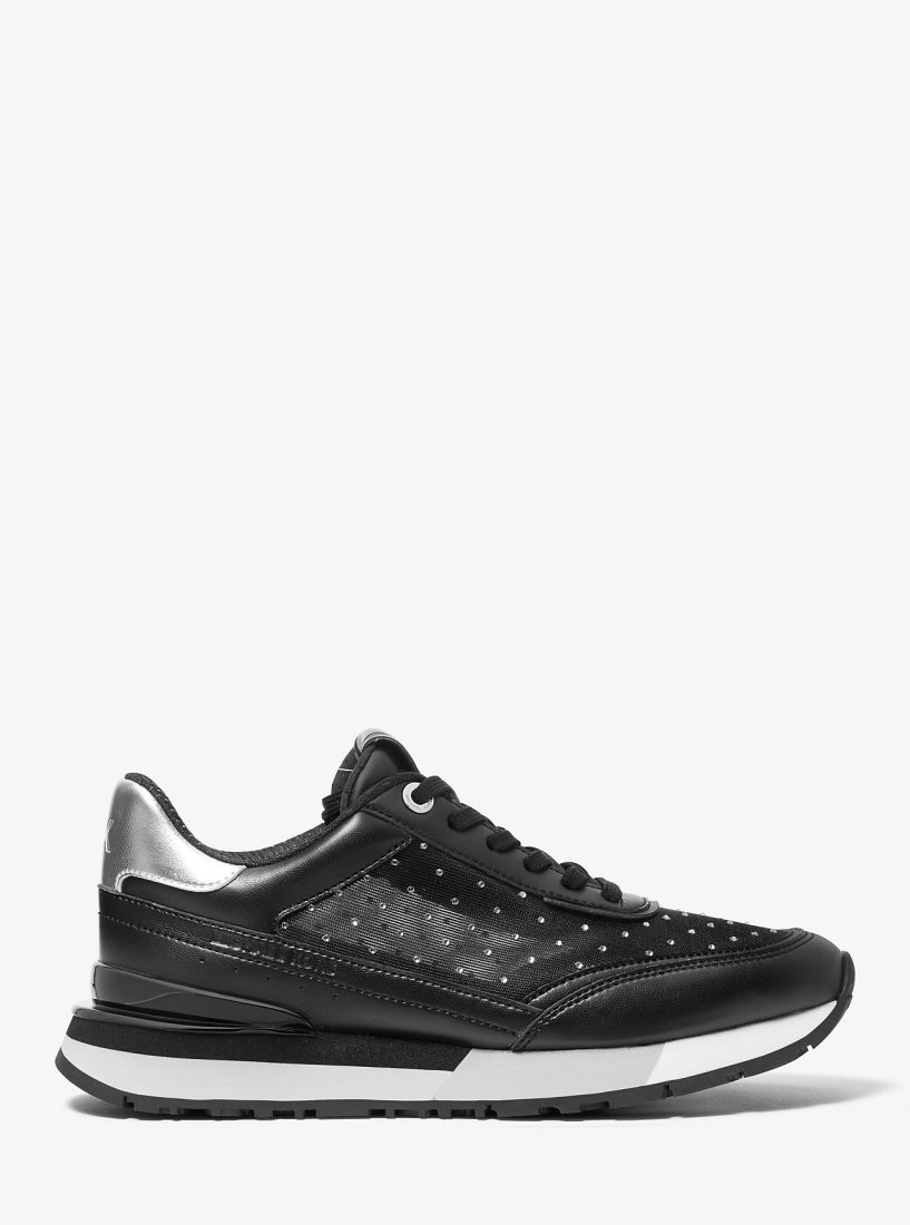 Basket Michael Kors Nova Embellished Mesh Trainer Femme Noir | 7829FEWQV