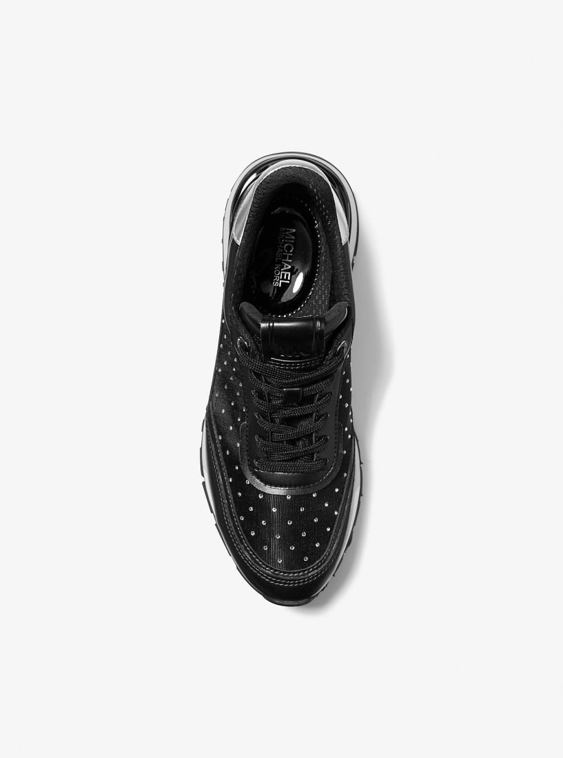 Basket Michael Kors Nova Embellished Mesh Trainer Femme Noir | 7829FEWQV