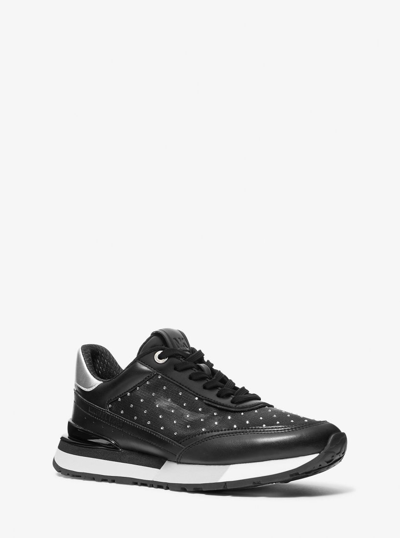 Basket Michael Kors Nova Embellished Mesh Trainer Femme Noir | 7829FEWQV