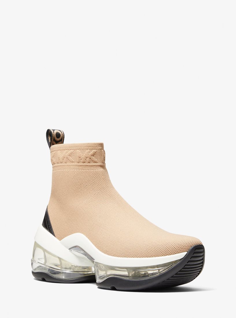Basket Michael Kors Olympia Extreme Stretch Knit Sock Sneaker Femme Marron | 0649MKYSD