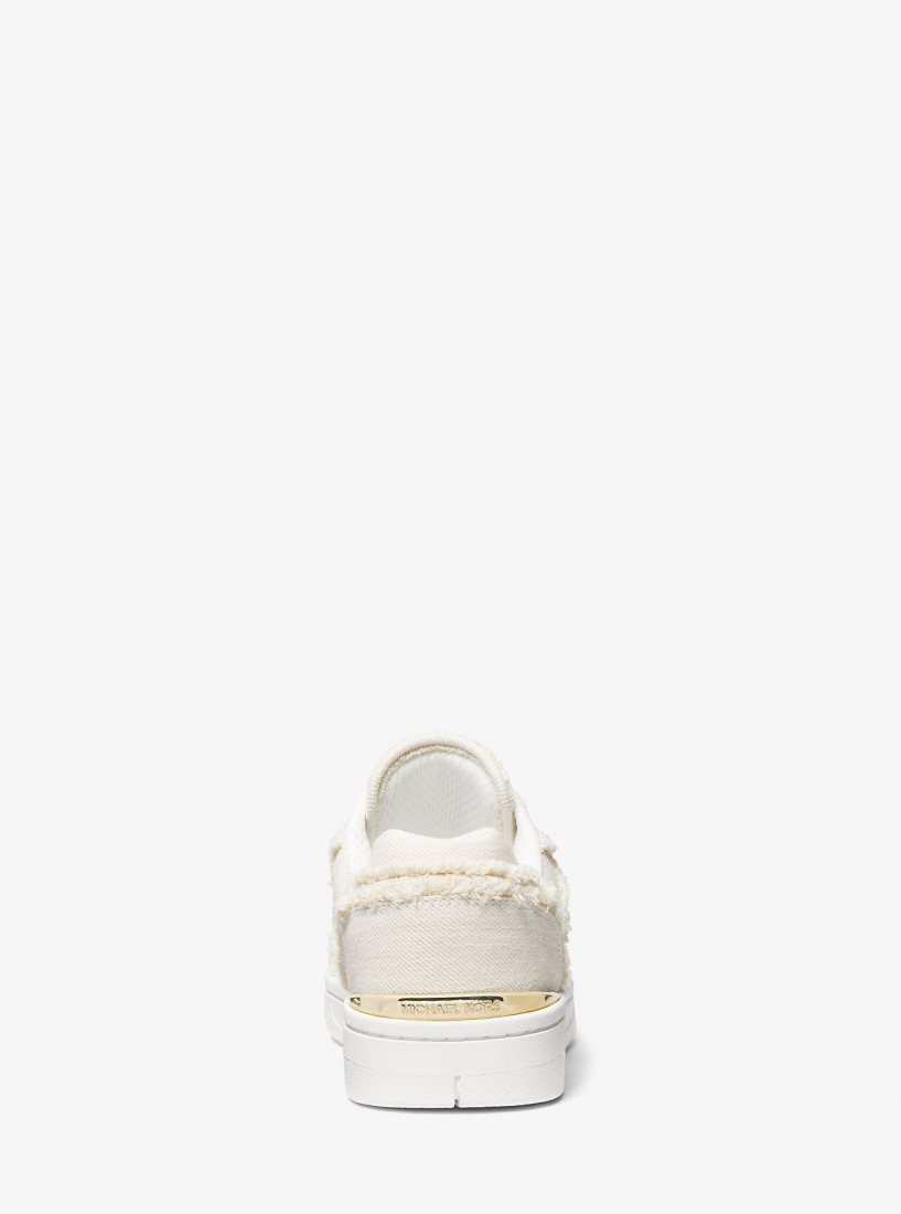 Basket Michael Kors Rebel Frayed Denim Sneaker Femme Blanche | 3712YJWOB