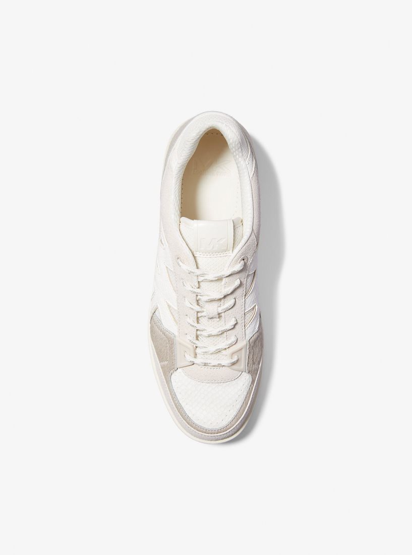 Basket Michael Kors Rebel Mixed-Media Sneaker Homme Beige Multicolore | 3462JYTLH