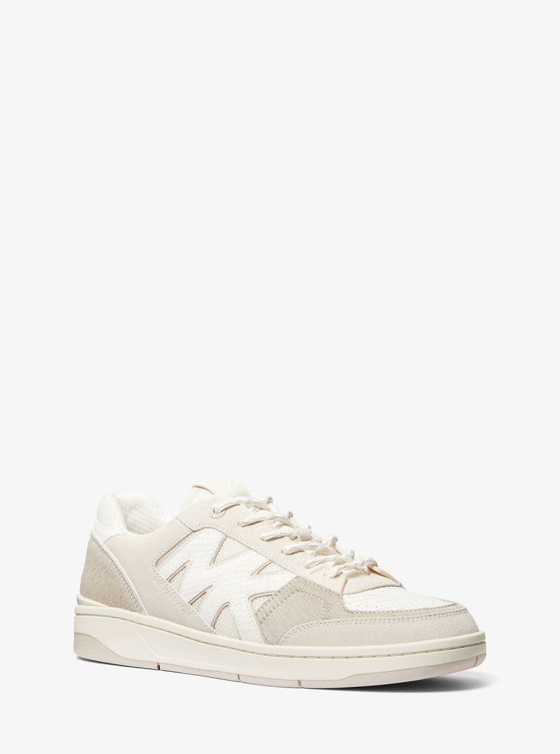 Basket Michael Kors Rebel Mixed-Media Sneaker Homme Beige Multicolore | 3462JYTLH