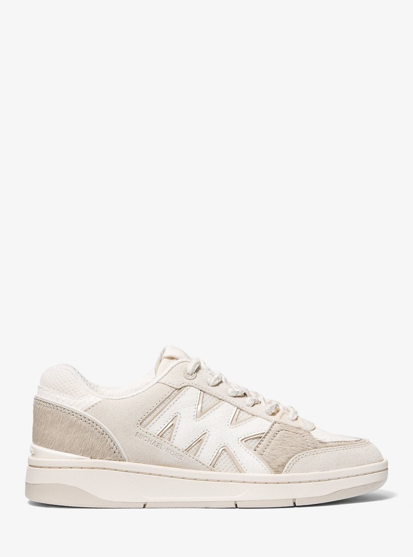 Basket Michael Kors Rebel Mixed-Media Sneaker Femme Beige Multicolore | 5274KRQID