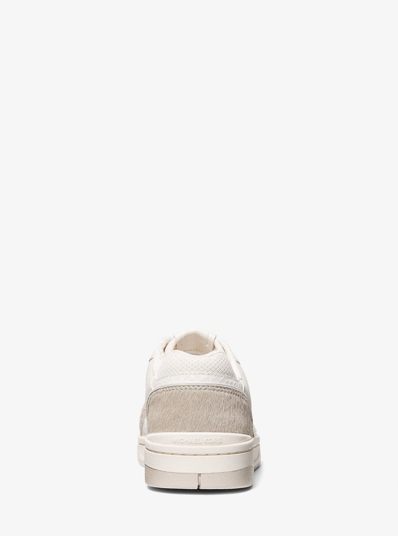 Basket Michael Kors Rebel Mixed-Media Sneaker Femme Beige Multicolore | 5274KRQID