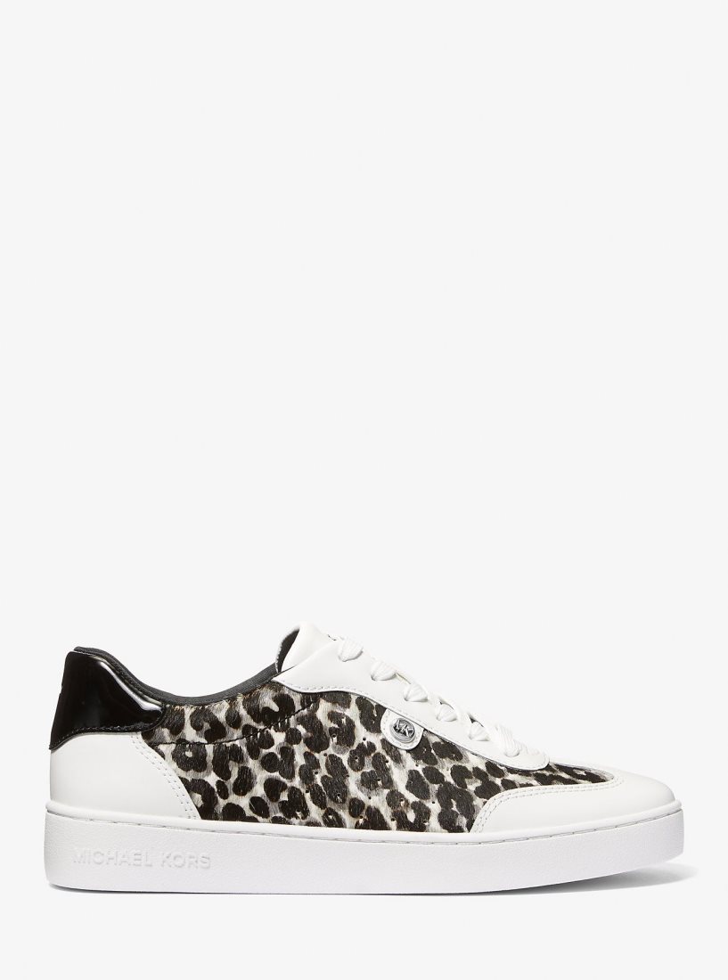 Basket Michael Kors Scotty Leopard Print Calf Hair Sneaker Femme Noir | 1207BVIHM