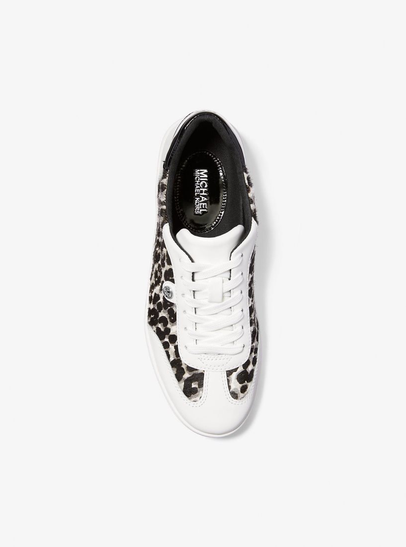 Basket Michael Kors Scotty Leopard Print Calf Hair Sneaker Femme Noir | 1207BVIHM