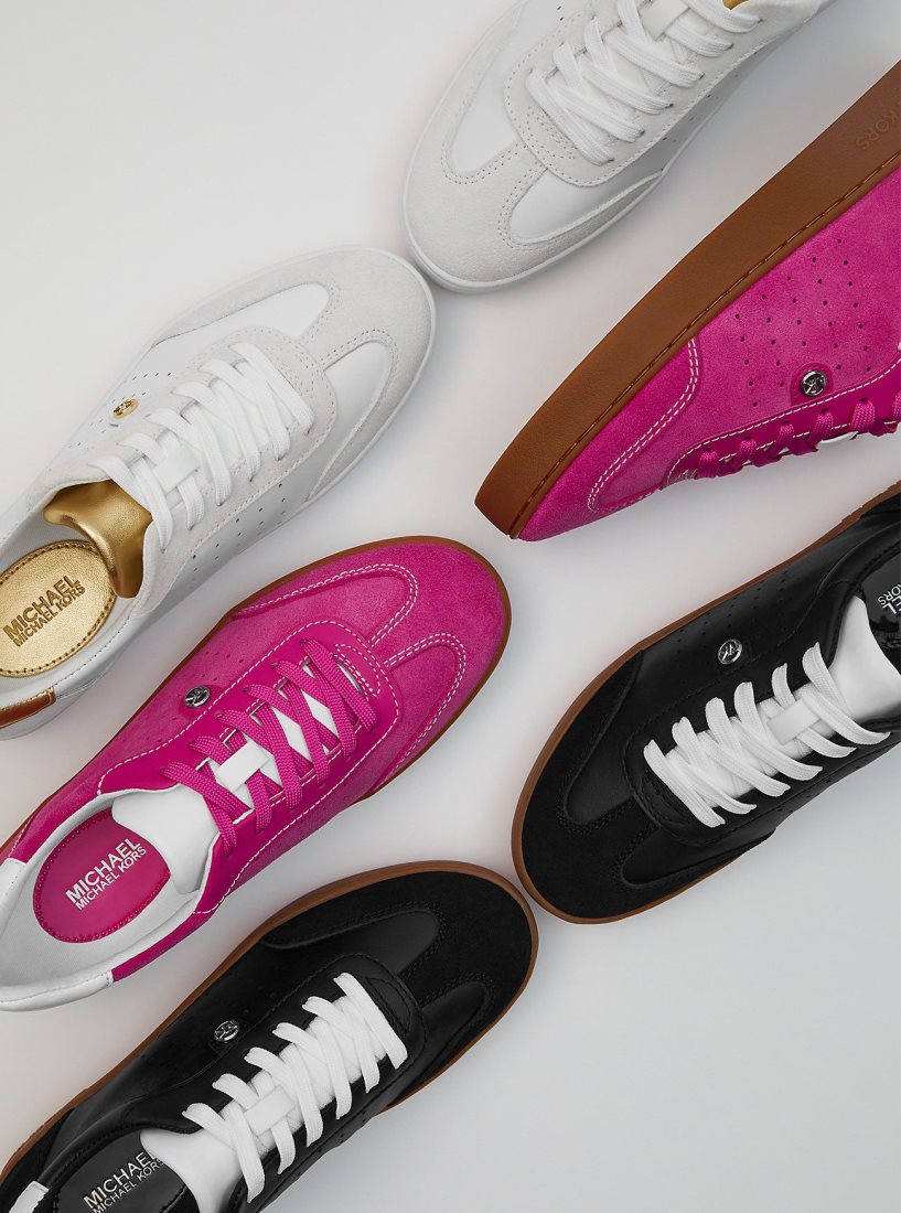 Basket Michael Kors Scotty Suede Sneaker Femme Rose | 0437KNJPL