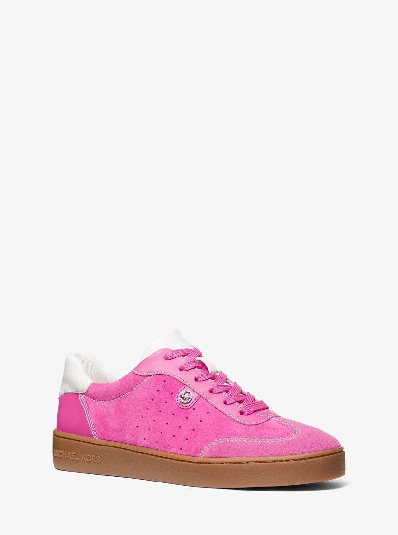 Basket Michael Kors Scotty Suede Sneaker Femme Rose | 0437KNJPL