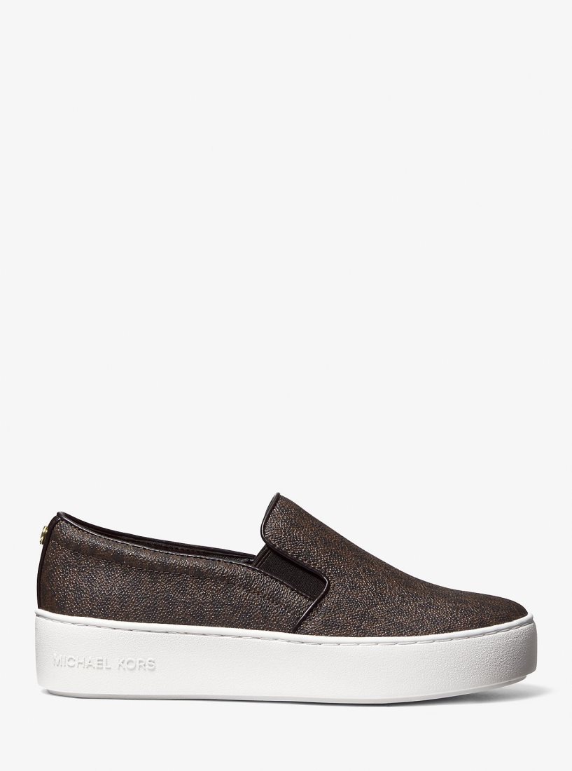 Basket Michael Kors Trent Logo Slip-On Sneaker Femme Marron | 3405TMVIX