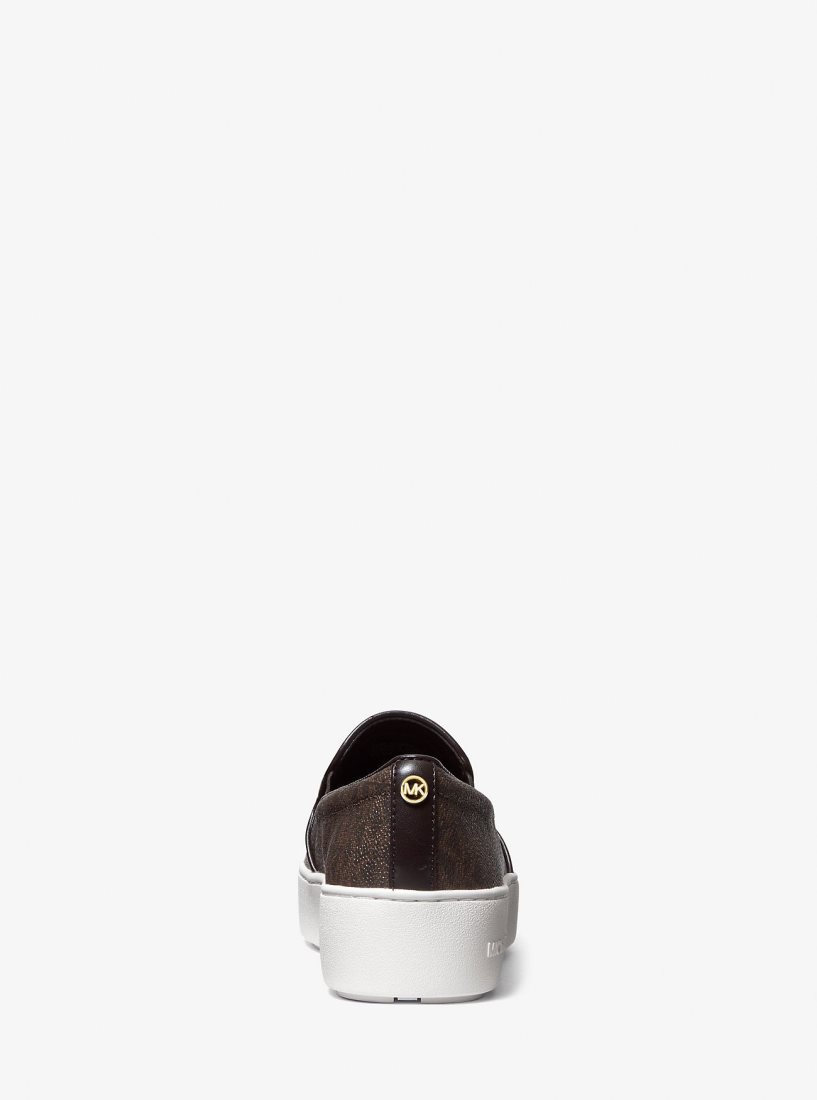 Basket Michael Kors Trent Logo Slip-On Sneaker Femme Marron | 3405TMVIX