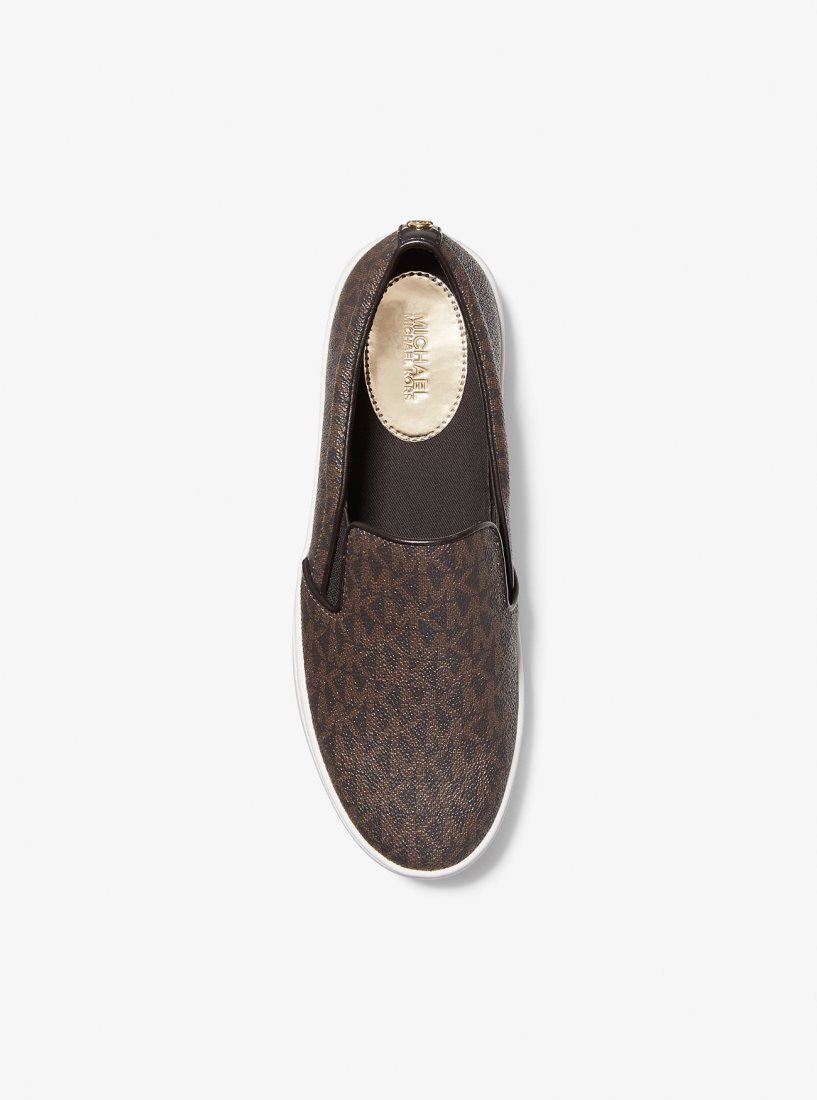 Basket Michael Kors Trent Logo Slip-On Sneaker Femme Marron | 3405TMVIX
