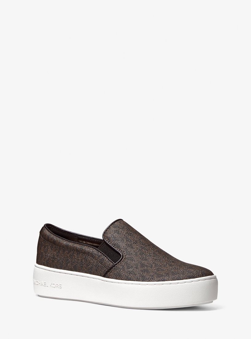 Basket Michael Kors Trent Logo Slip-On Sneaker Femme Marron | 3405TMVIX