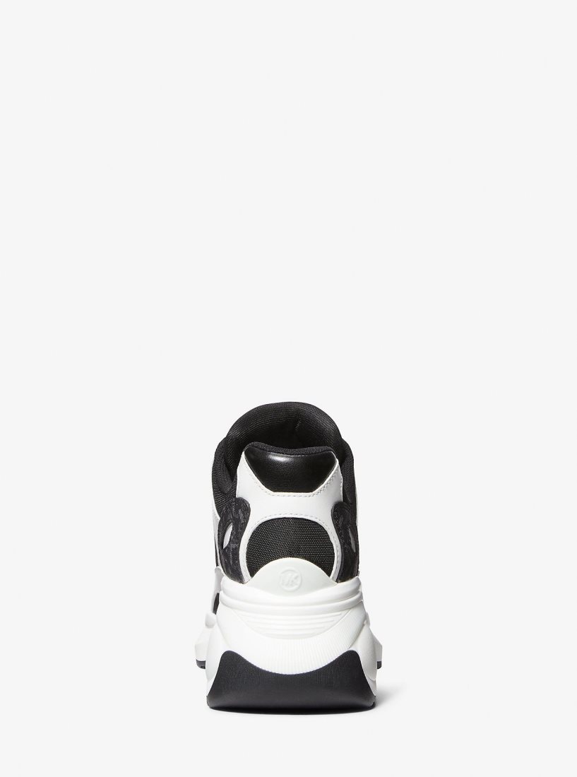 Basket Michael Kors Zuma Empire Signature Logo and Mesh Trainer Femme Noir | 2976ITKSM