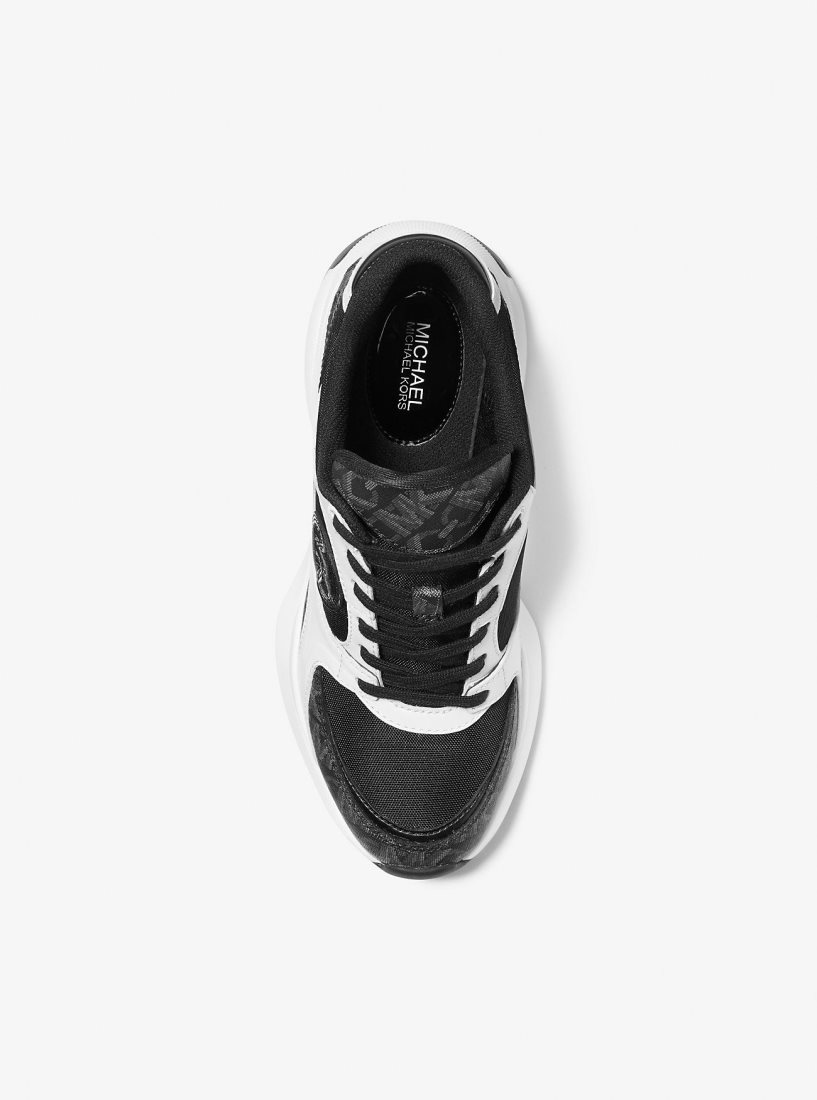 Basket Michael Kors Zuma Empire Signature Logo and Mesh Trainer Femme Noir | 2976ITKSM