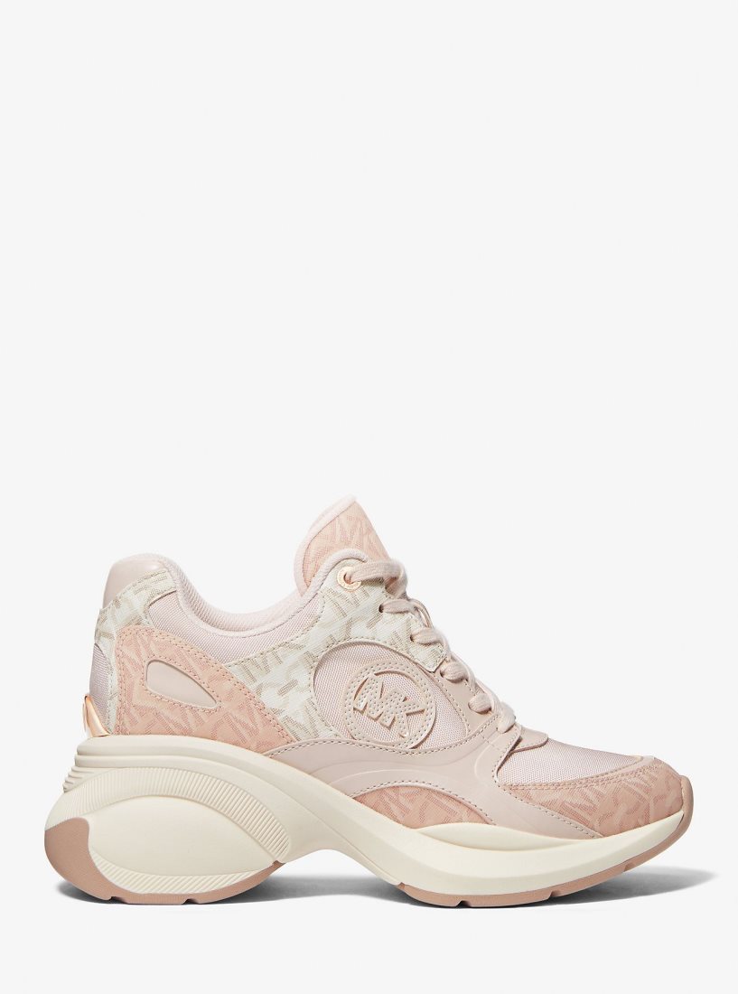 Basket Michael Kors Zuma Two-Tone Empire Signature Logo and Mesh Trainer Femme Ballet | 7986QKSJT